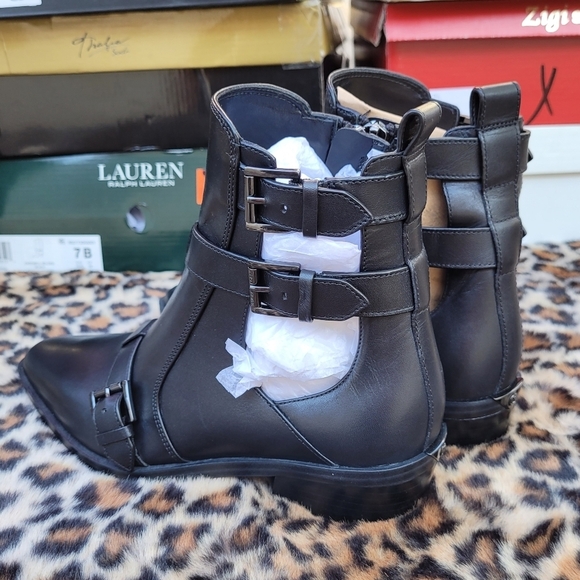 Michael Kors Radley Black Leather Pointed Toe Boots Sz 6.5 - Picture 5 of 16